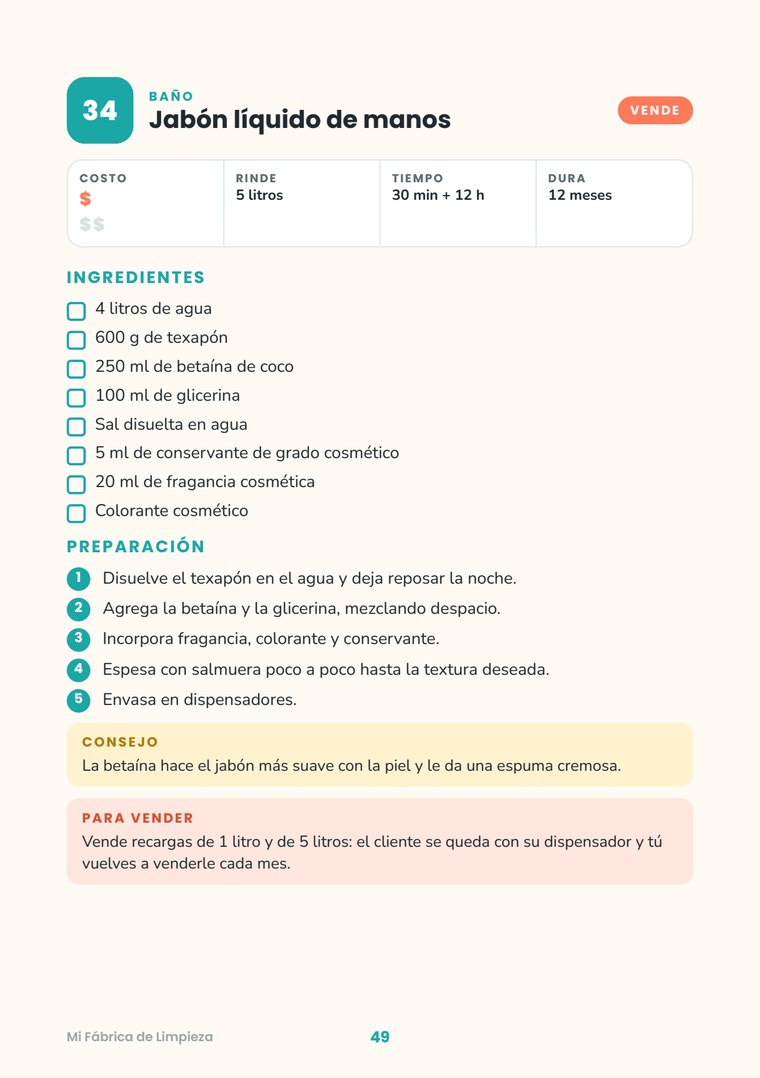 Receta 34: jabón líquido de manos
